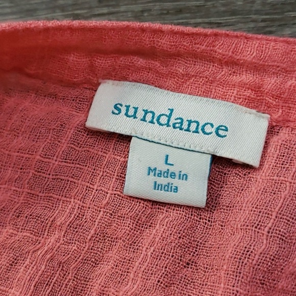 Sundance Coral Deep V Pullover Relaxed Fit Blouse Sz L - Picture 4 of 7
